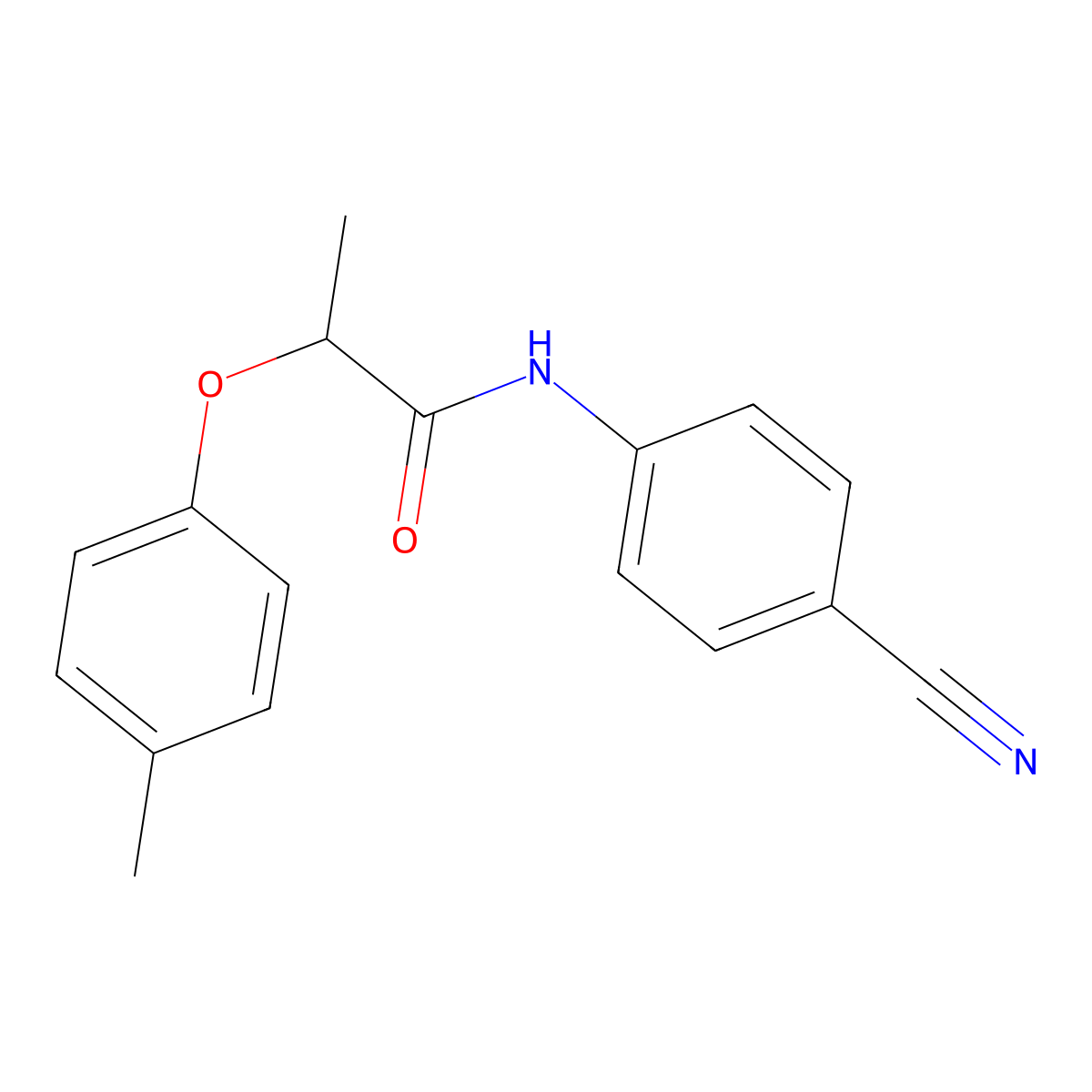N-(4-cyanophenyl)-2-(4-methylphenoxy)propanamide molecular structure, CAS 817633-06-0