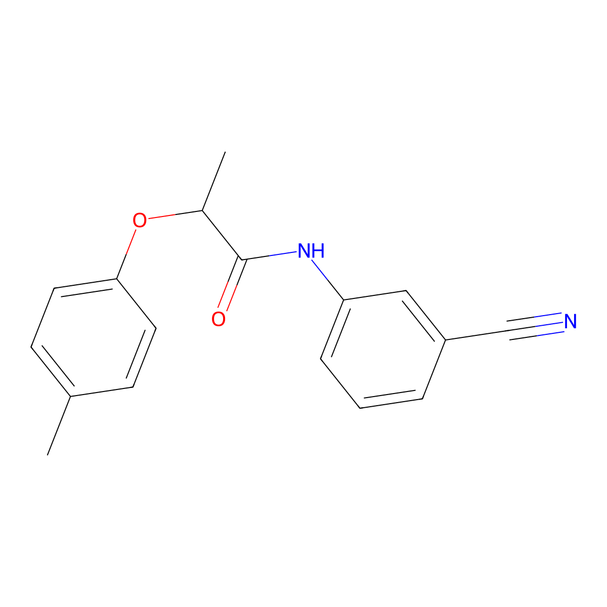 N-(3-cyanophenyl)-2-(4-methylphenoxy)propanamide molecular structure, CAS 817633-13-9