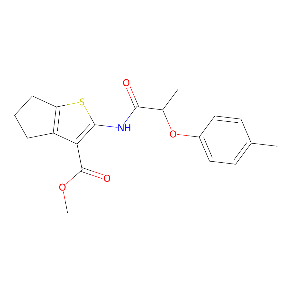 methyl 2-{[2-(4-methylphenoxy)propanoyl]amino}-5,6-dihydro-4H-cyclopenta[b]thiophene-3-carboxylate molecular structure, CAS 817633-18-4