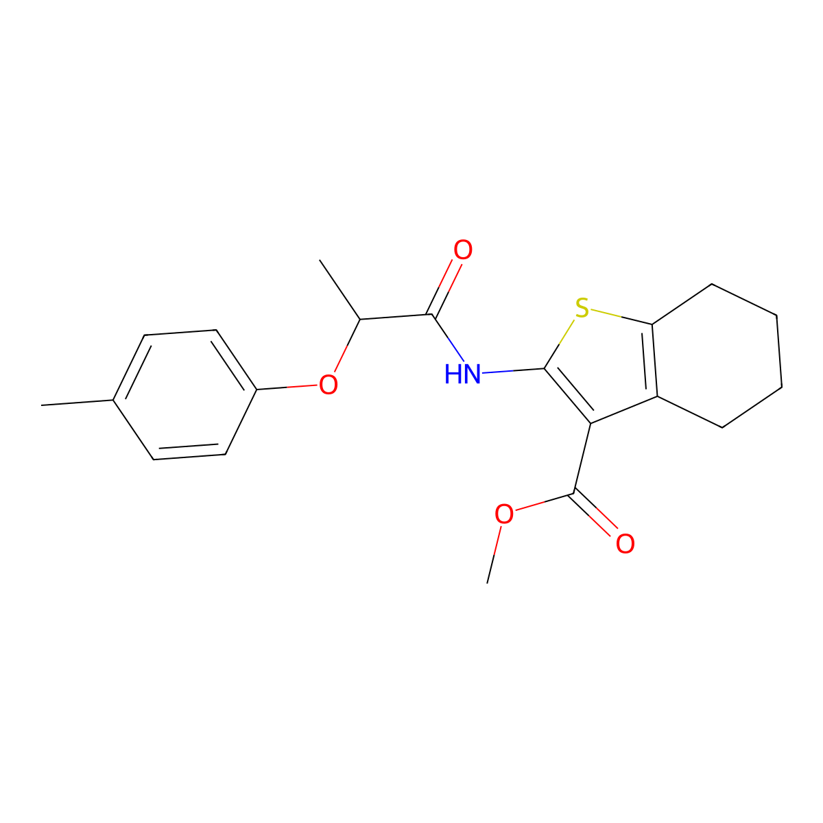 Methyl 2-{[2-(4-methylphenoxy)propanoyl]amino}-4,5,6,7-tetrahydro-1-benzothiophene-3-carboxylate molecular structure, CAS 817633-22-0