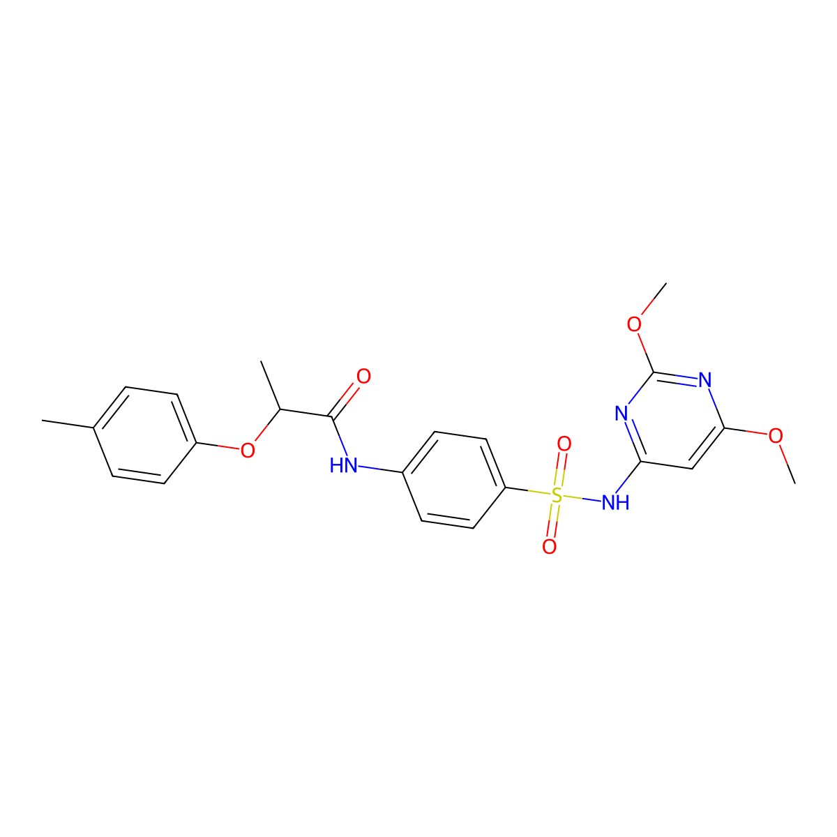 N-{4-[(2,6-dimethoxypyrimidin-4-yl)sulfamoyl]phenyl}-2-(4-methylphenoxy)propanamide molecular structure, CAS 817633-24-2
