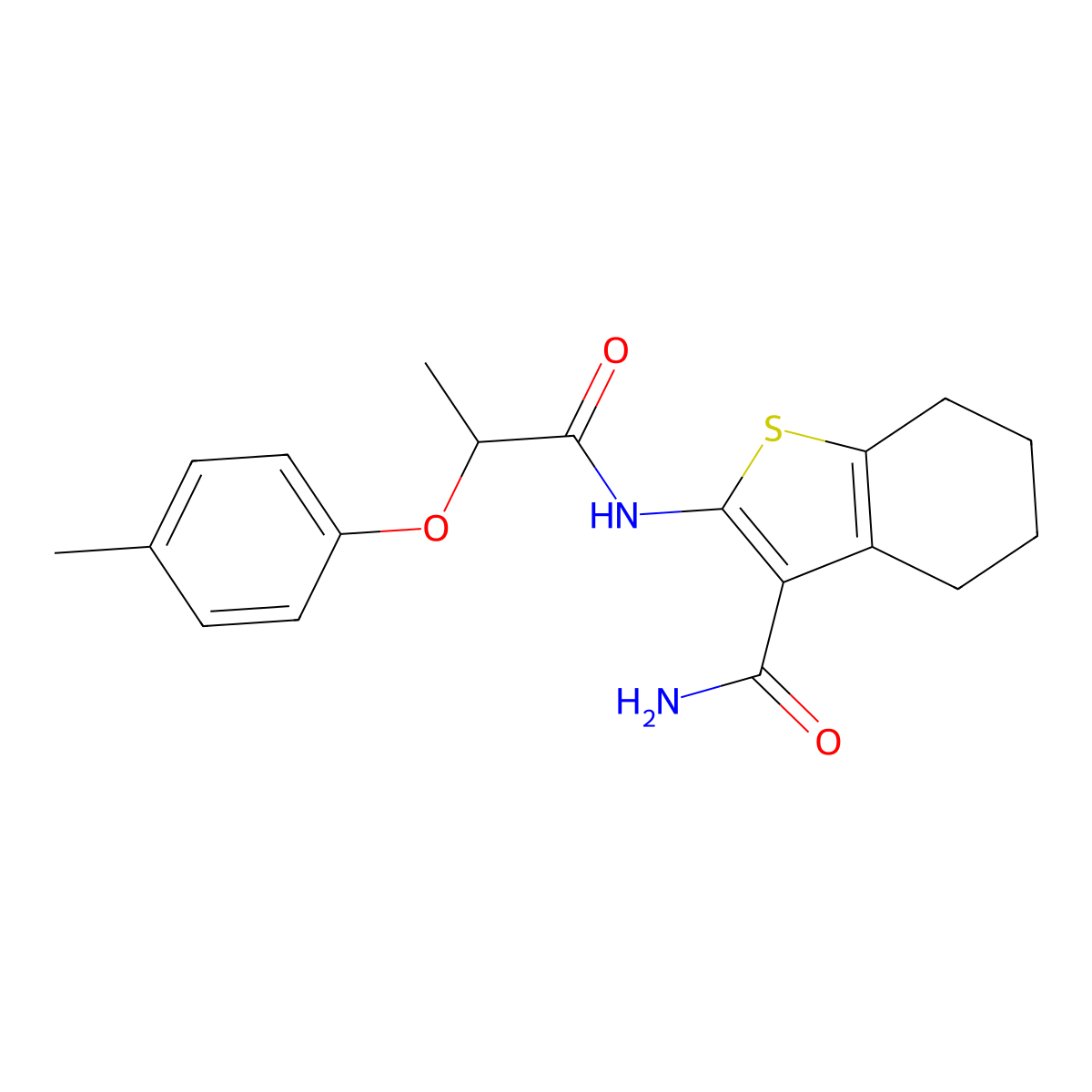 2-{[2-(4-Methylphenoxy)propanoyl]amino}-4,5,6,7-tetrahydro-1-benzothiophene-3-carboxamide molecular structure, CAS 817633-25-3