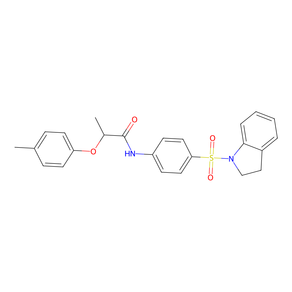 N-[4-(2,3-dihydroindol-1-ylsulfonyl)phenyl]-2-(4-methylphenoxy)propanamide molecular structure, CAS 817633-29-7