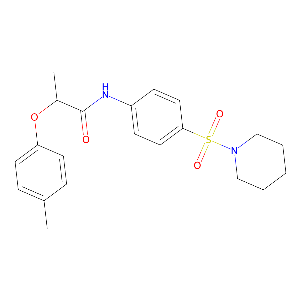2-(4-methylphenoxy)-N-[4-(1-piperidinylsulfonyl)phenyl]propanamide molecular structure, CAS 817633-30-0