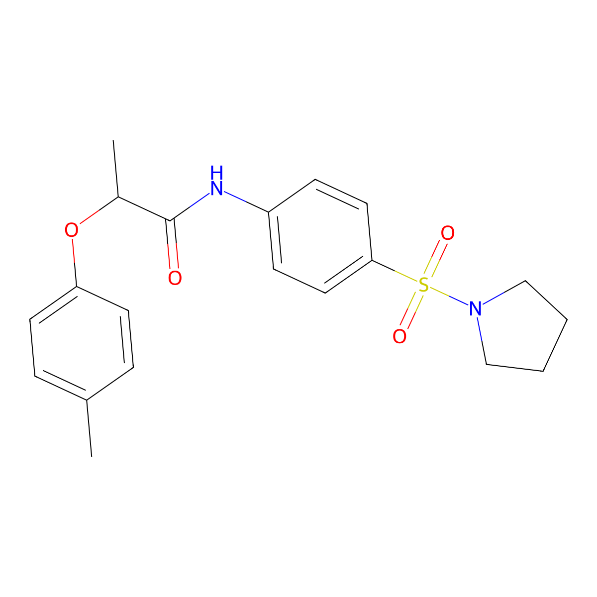 2-(4-methylphenoxy)-N-[4-(1-pyrrolidinylsulfonyl)phenyl]propanamide molecular structure, CAS 817633-32-2