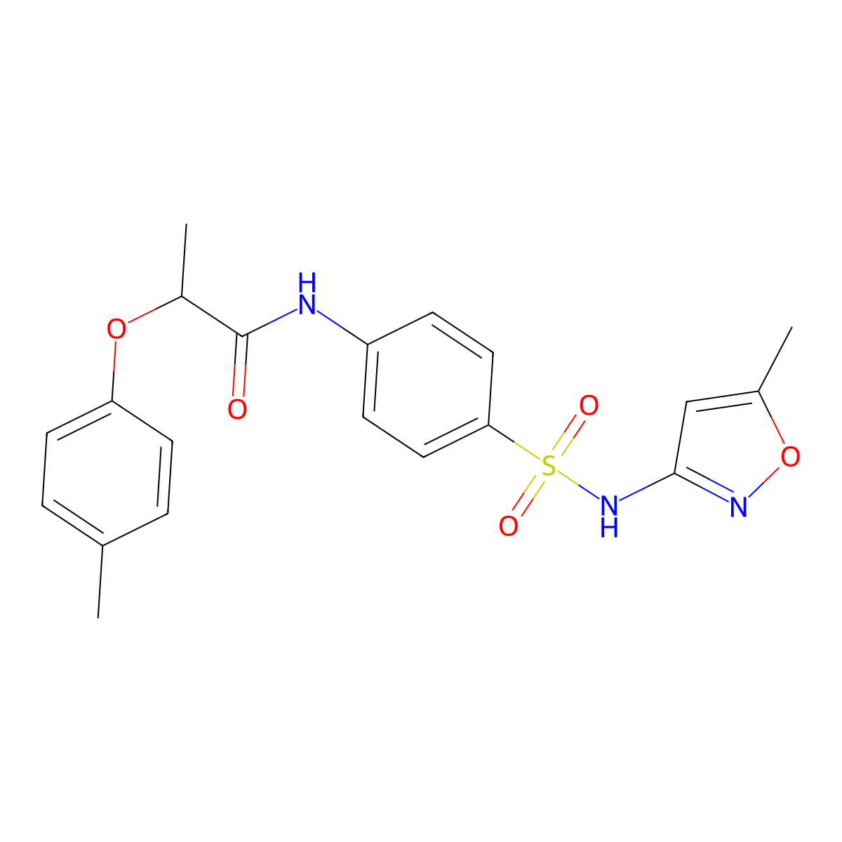 N-(4-{[(5-methyl-3-isoxazolyl)amino]sulfonyl}phenyl)-2-(4-methylphenoxy)propanamide molecular structure, CAS 817633-37-7