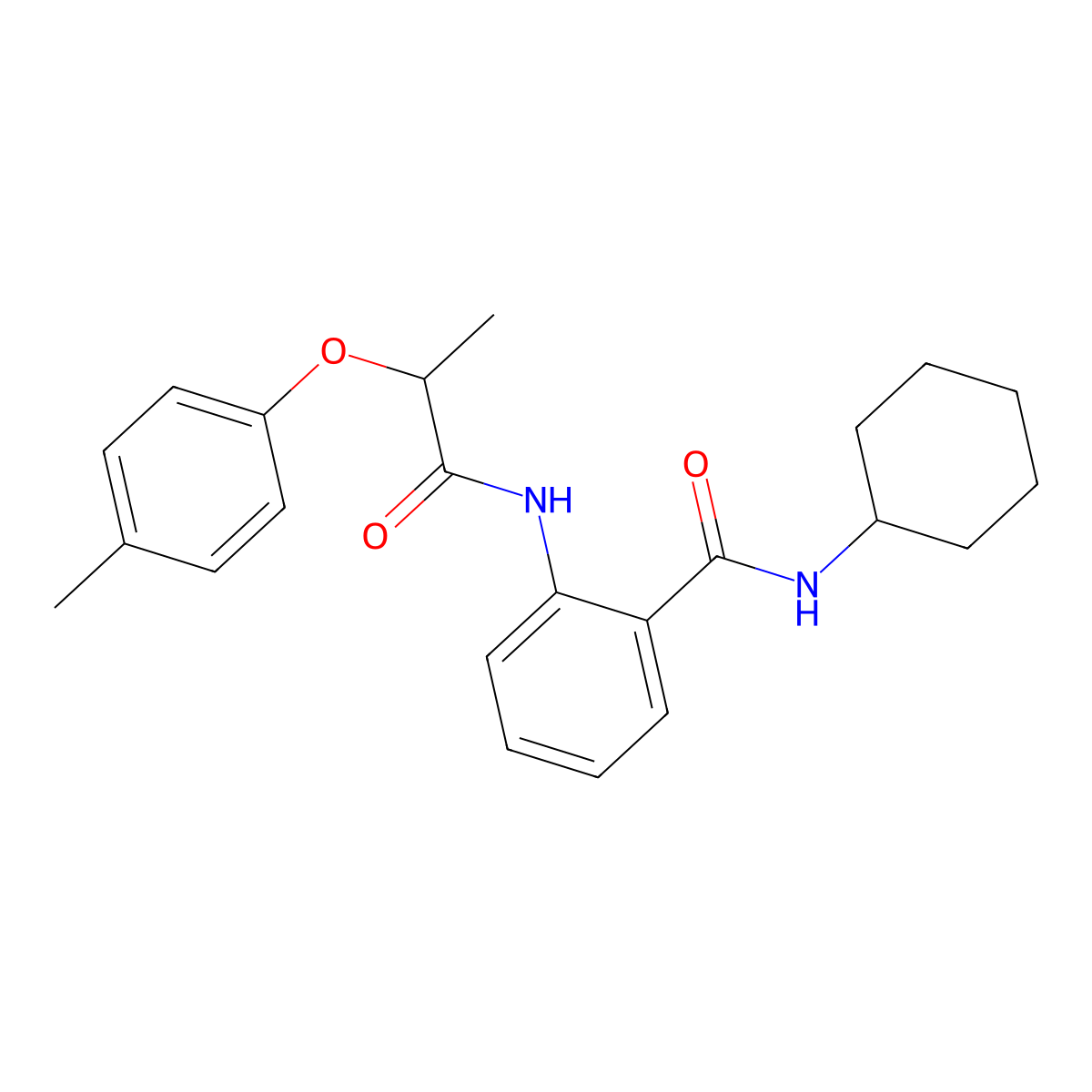 N-cyclohexyl-2-{[2-(4-methylphenoxy)propanoyl]amino}benzamide molecular structure, CAS 817633-47-9