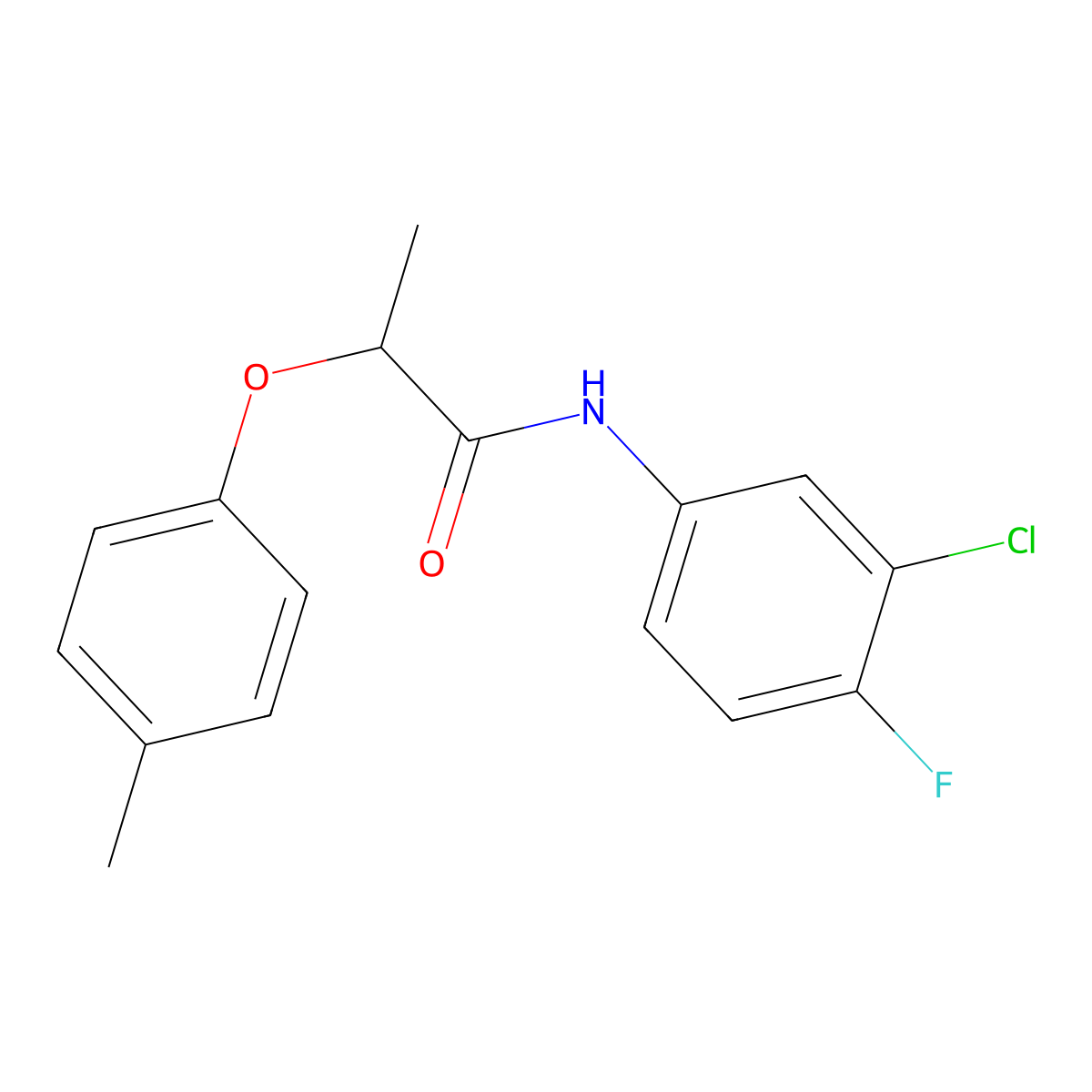 N-(3-chloro-4-fluorophenyl)-2-(4-methylphenoxy)propanamide molecular structure, CAS 817633-55-9