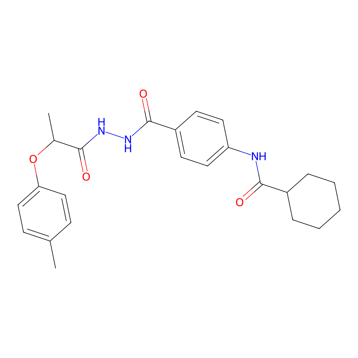 N-[4-[[2-(4-methylphenoxy)propanoylamino]carbamoyl]phenyl]cyclohexanecarboxamide molecular structure, CAS 817634-22-3
