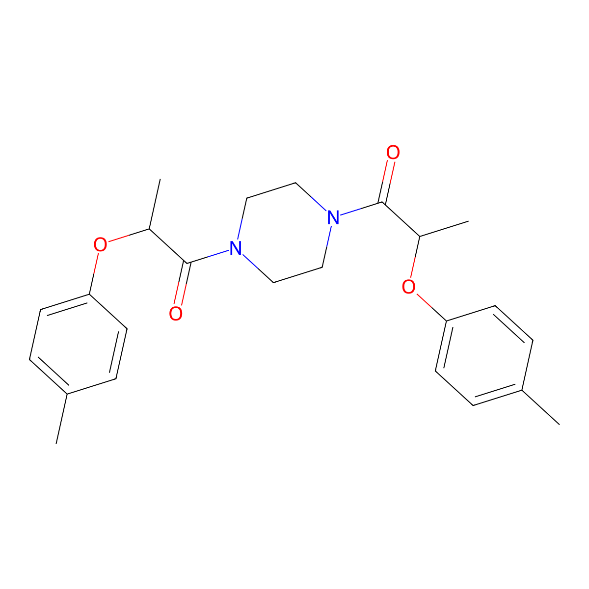 1,4-Bis[2-(4-methylphenoxy)propanoyl]piperazine molecular structure, CAS 817635-00-0