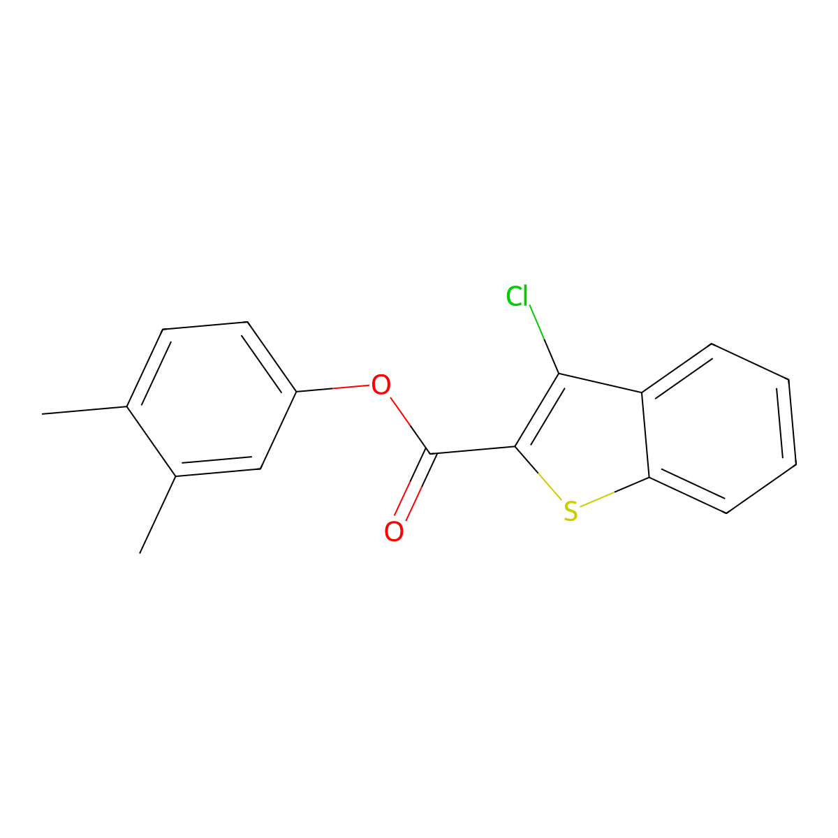 3,4-Dimethylphenyl 3-chloro-1-benzothiophene-2-carboxylate molecular structure, CAS 817635-09-9
