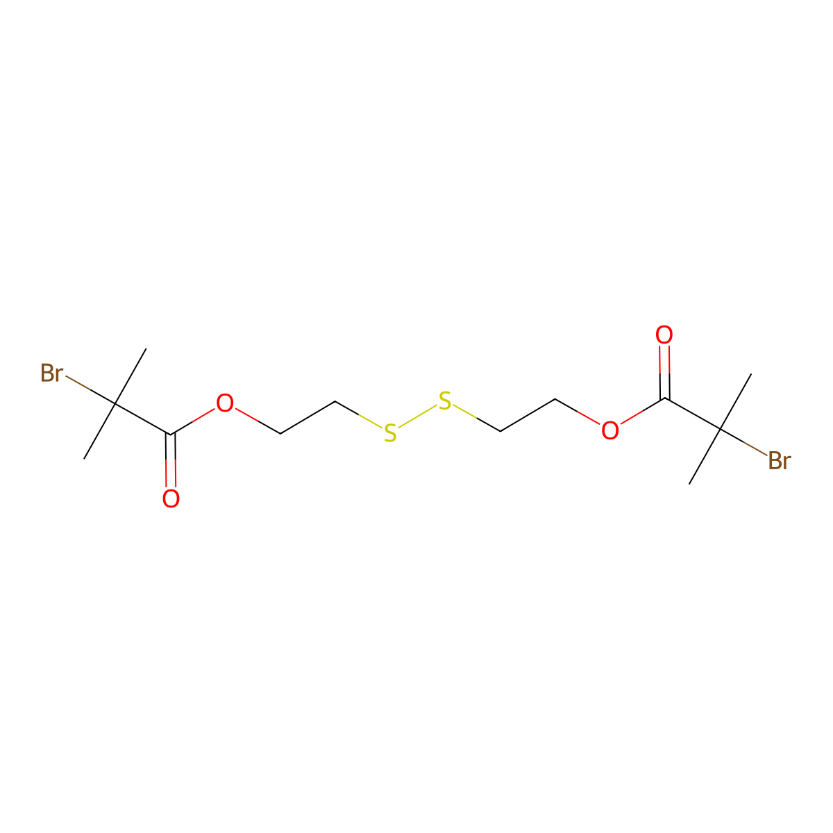 Bis(2-(2'-bromoisobutyryloxy)ethyl)disulfide molecular structure, CAS 817637-79-9