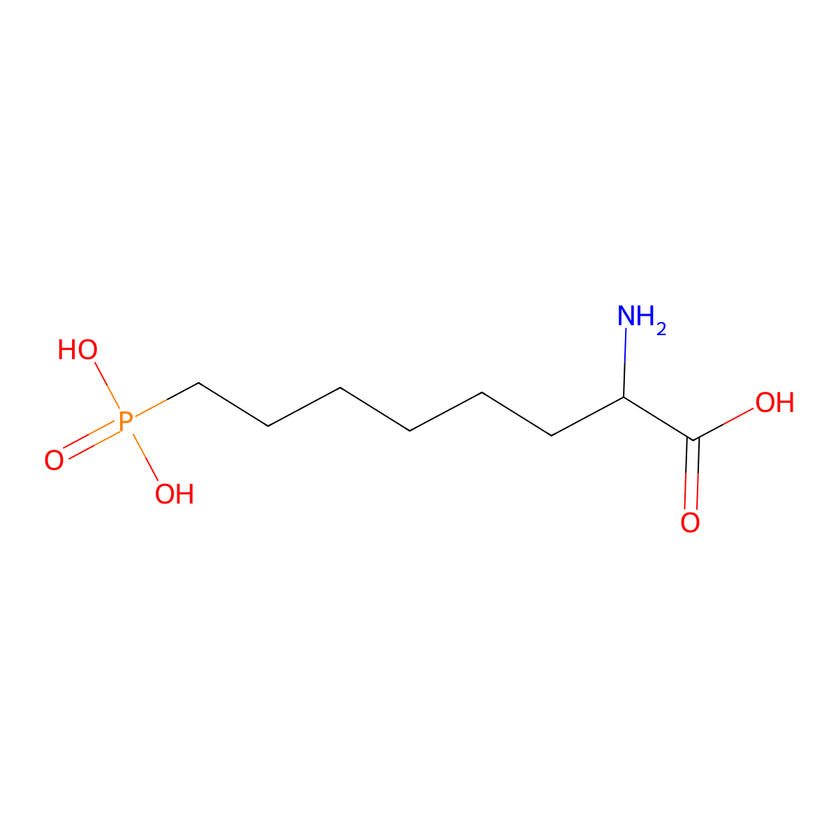 2-Amino-8-phosphonooctanoic acid molecular structure, CAS 81771-84-8