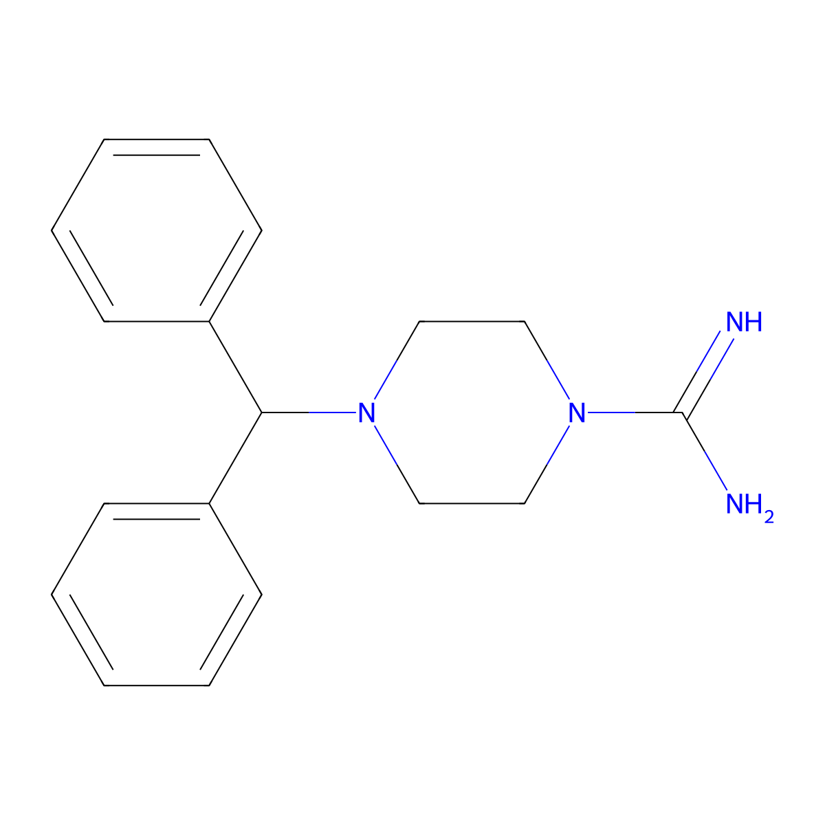 4-(Diphenylmethyl)piperazinecarboxamidine molecular structure, CAS 81776-73-0