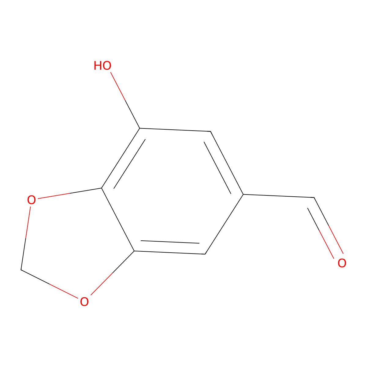7-Hydroxybenzo[D][1,3]dioxole-5-carbaldehyde molecular structure, CAS 81805-98-3