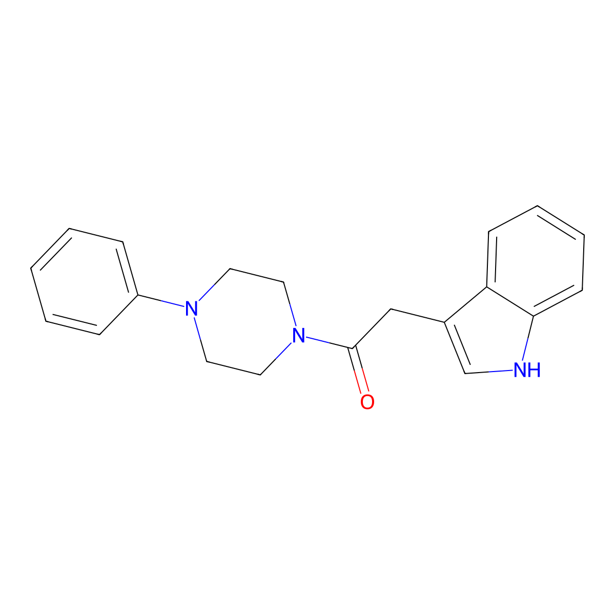 2-(1H-indol-3-yl)-1-(4-phenylpiperazin-1-yl)ethanone molecular structure, CAS 81807-97-8