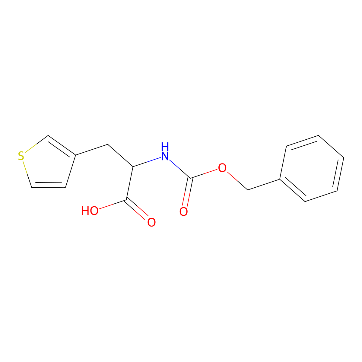 2-{[(Benzyloxy)carbonyl]amino}-3-(thiophen-3-yl)propanoic acid molecular structure, CAS 81808-09-5