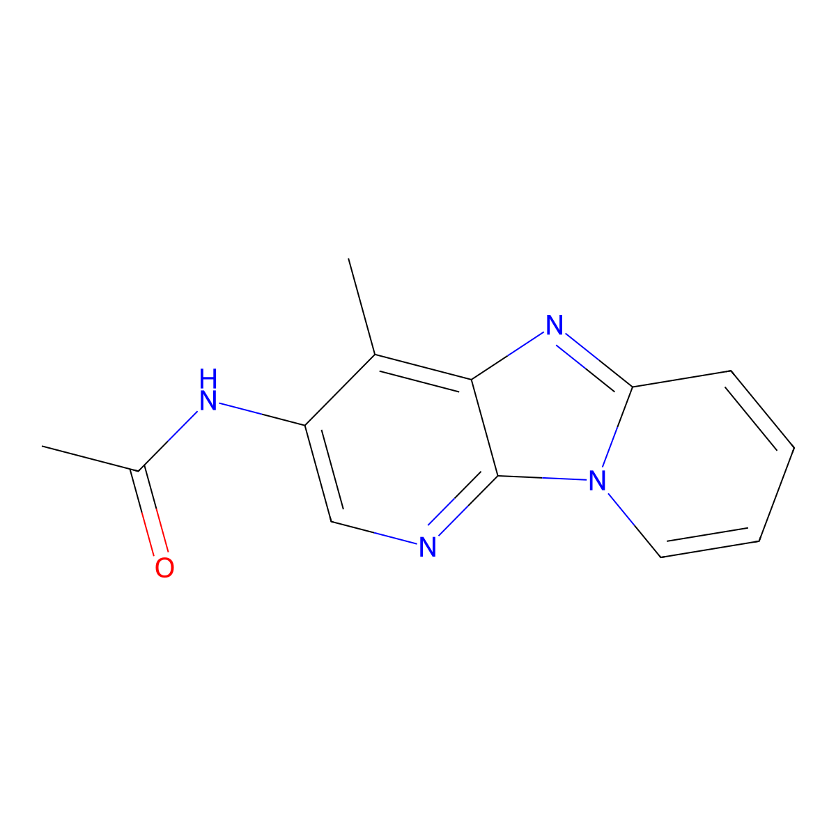 Acetamide, N-(4-methyldipyrido(1,2-a:3',2'-d)imidazol-3-yl)- molecular structure, CAS 81809-87-2