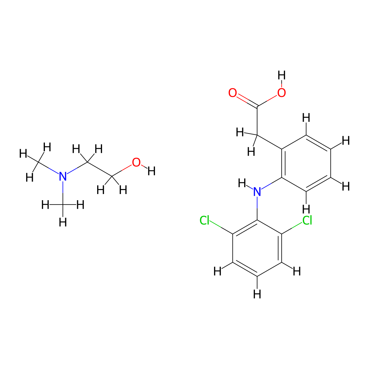 Diclofenac deanol molecular structure, CAS 81811-14-5