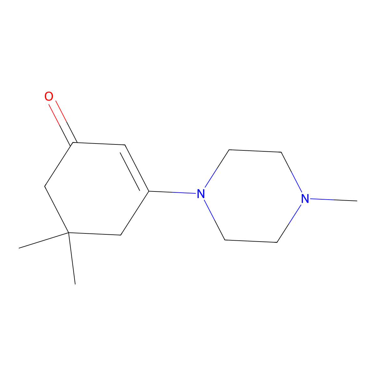 2-Cyclohexen-1-one, 5,5-dimethyl-3-(4-methyl-1-piperazinyl)- molecular structure, CAS 81820-75-9