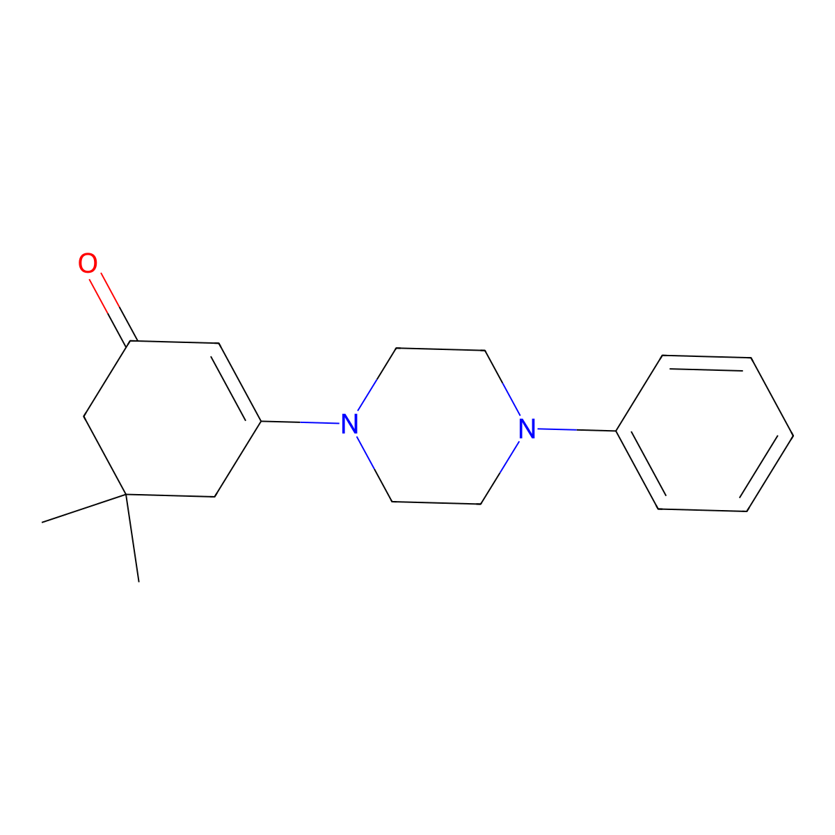 5,5-Dimethyl-3-(4-phenylpiperazin-1-yl)cyclohex-2-en-1-one molecular structure, CAS 81820-98-6