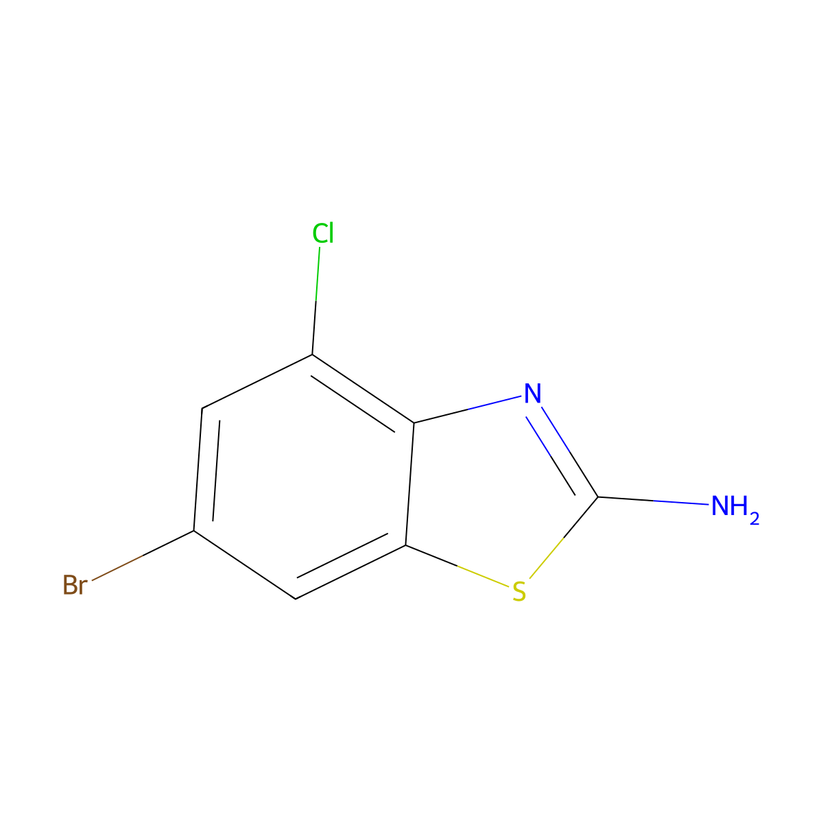 6-Bromo-4-chloro-1,3-benzothiazol-2-amine molecular structure, CAS 81822-77-7