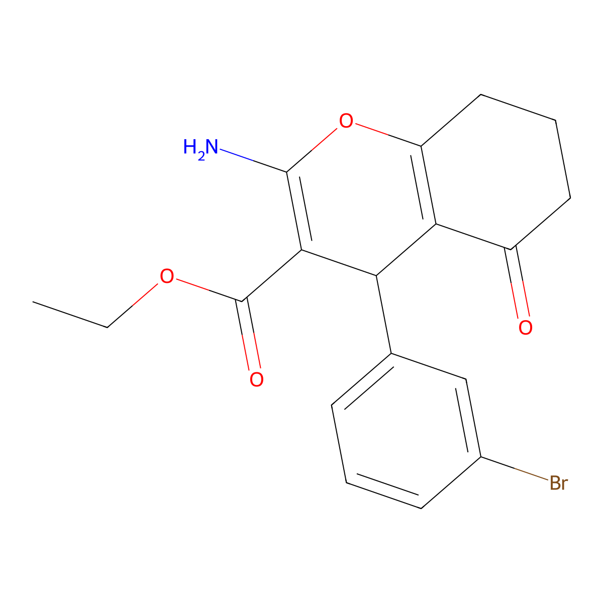 ethyl 2-amino-4-(3-bromophenyl)-5-oxo-5,6,7,8-tetrahydro-4H-chromene-3-carboxylate molecular structure, CAS 81829-60-9