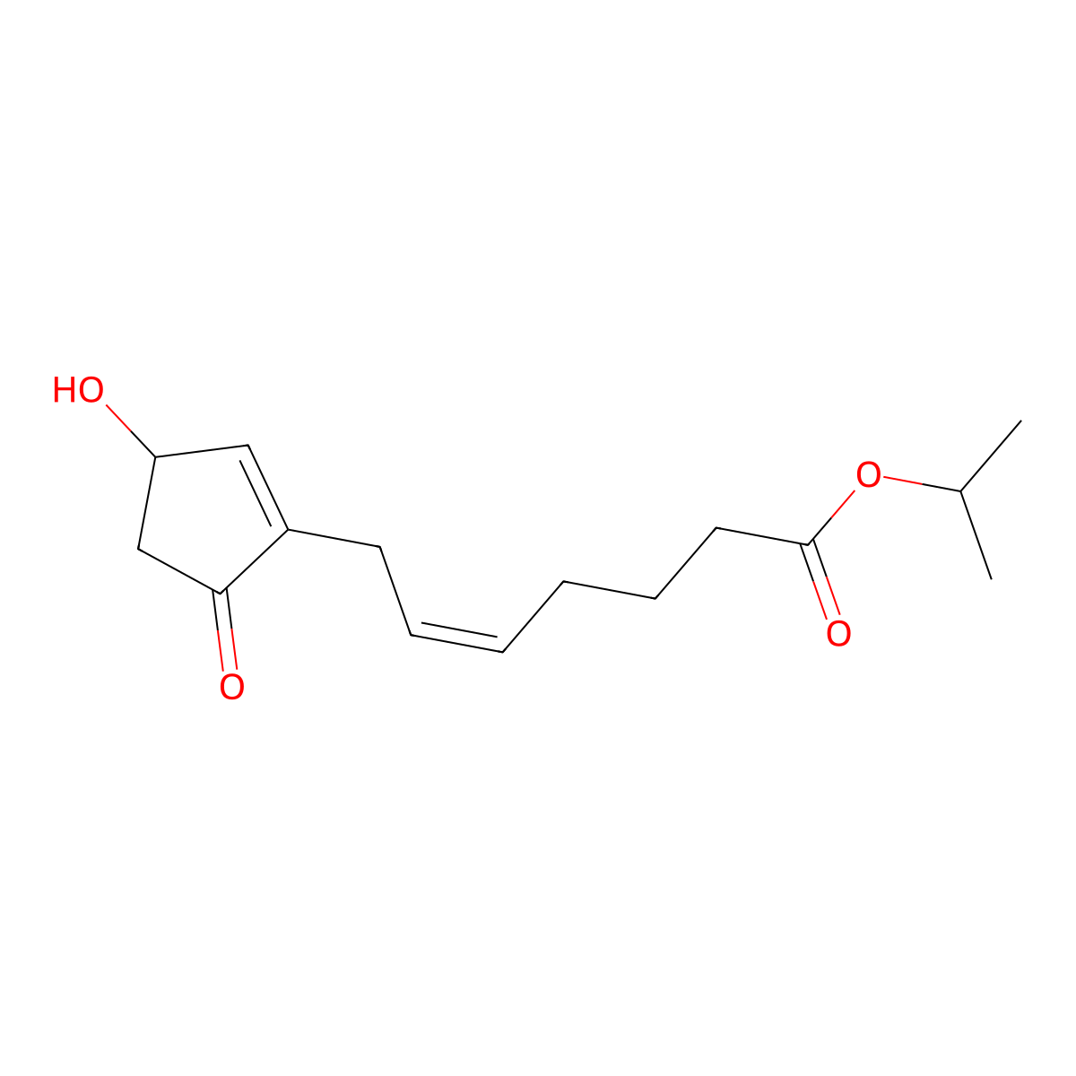 Isopropyl (Z)-7-(3-hydroxy-5-oxo-1-cyclopenten-1-YL)-5-heptenoate molecular structure, CAS 81834-79-9