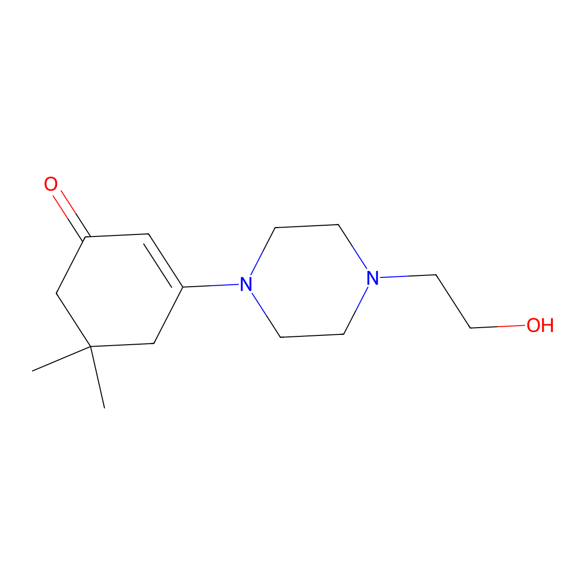 3-[4-(2-Hydroxyethyl)piperazin-1-yl]-5,5-dimethylcyclohex-2-en-1-one molecular structure, CAS 81835-14-5