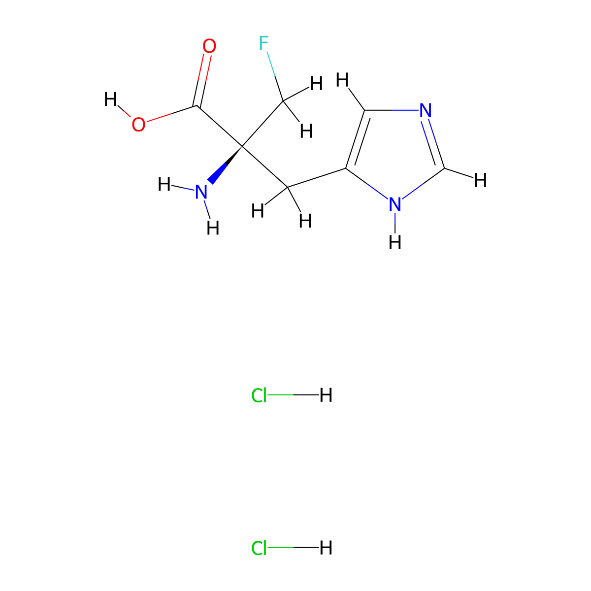 (S)-alpha-Fluoromethylhistidine HCl molecular structure, CAS 81839-27-2
