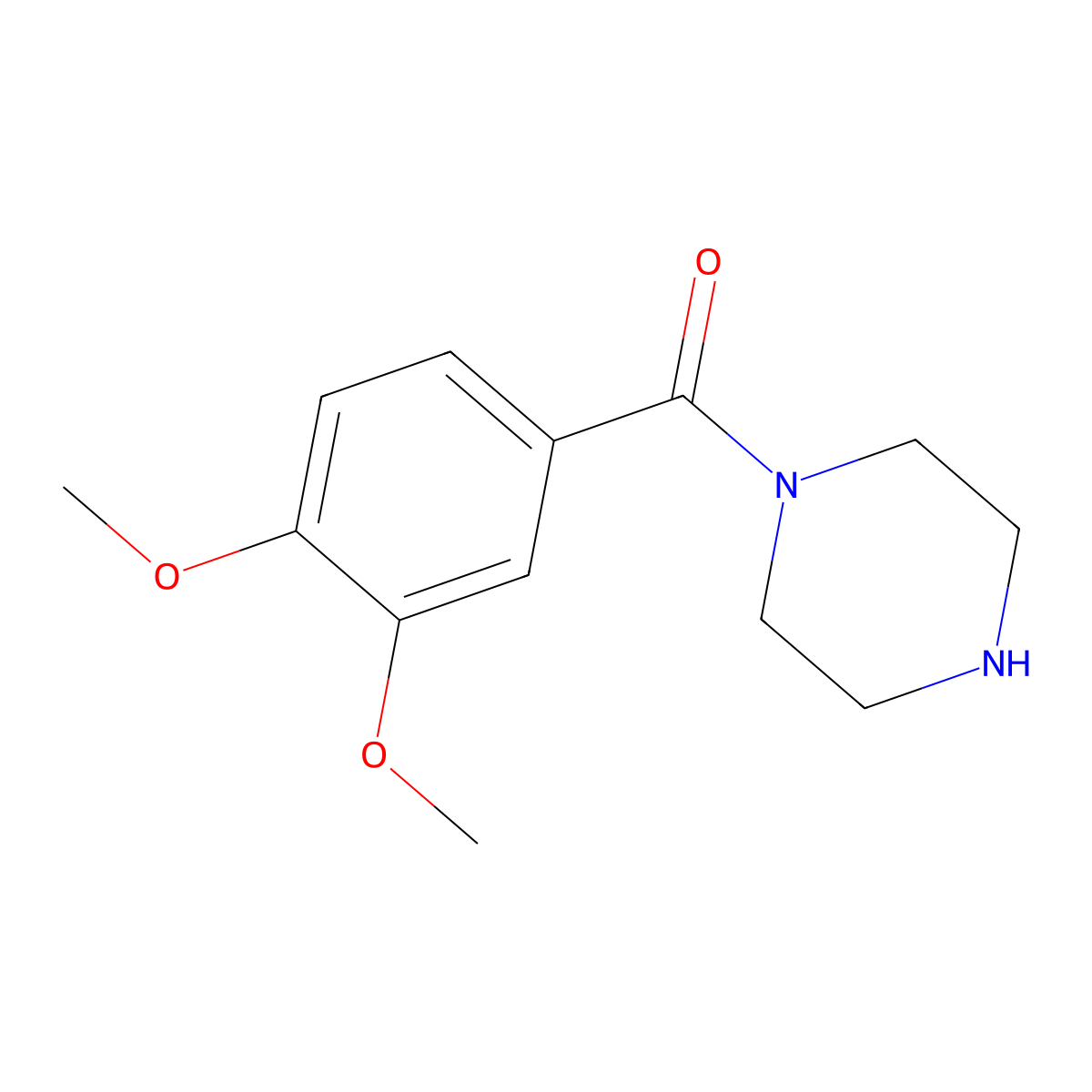 1-(3,4-Dimethoxybenzoyl)piperazine molecular structure, CAS 81839-52-3