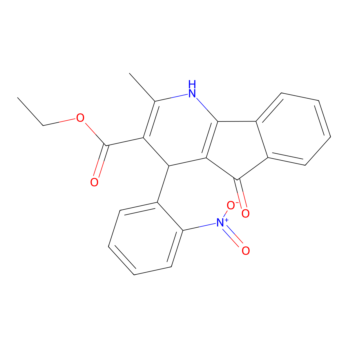 ethyl 2-methyl-4-(2-nitrophenyl)-5-oxo-4,5-dihydro-1H-indeno[1,2-b]pyridine-3-carboxylate molecular structure, CAS 81840-56-4
