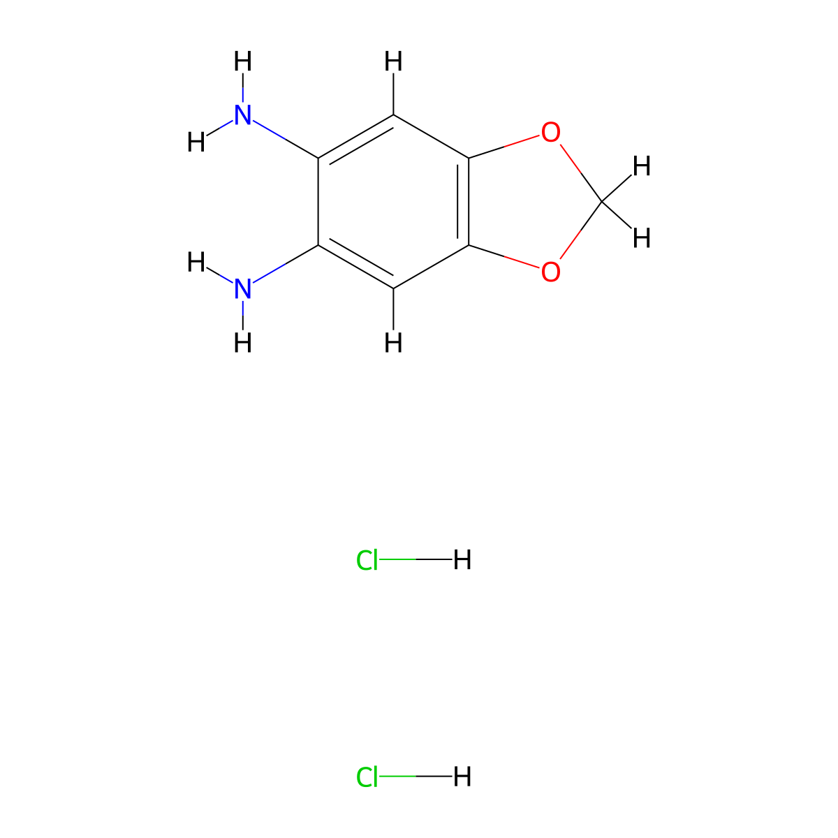 1,2-Diamino-4,5-methylenedioxybenzene dihydrochloride molecular structure, CAS 81864-15-5