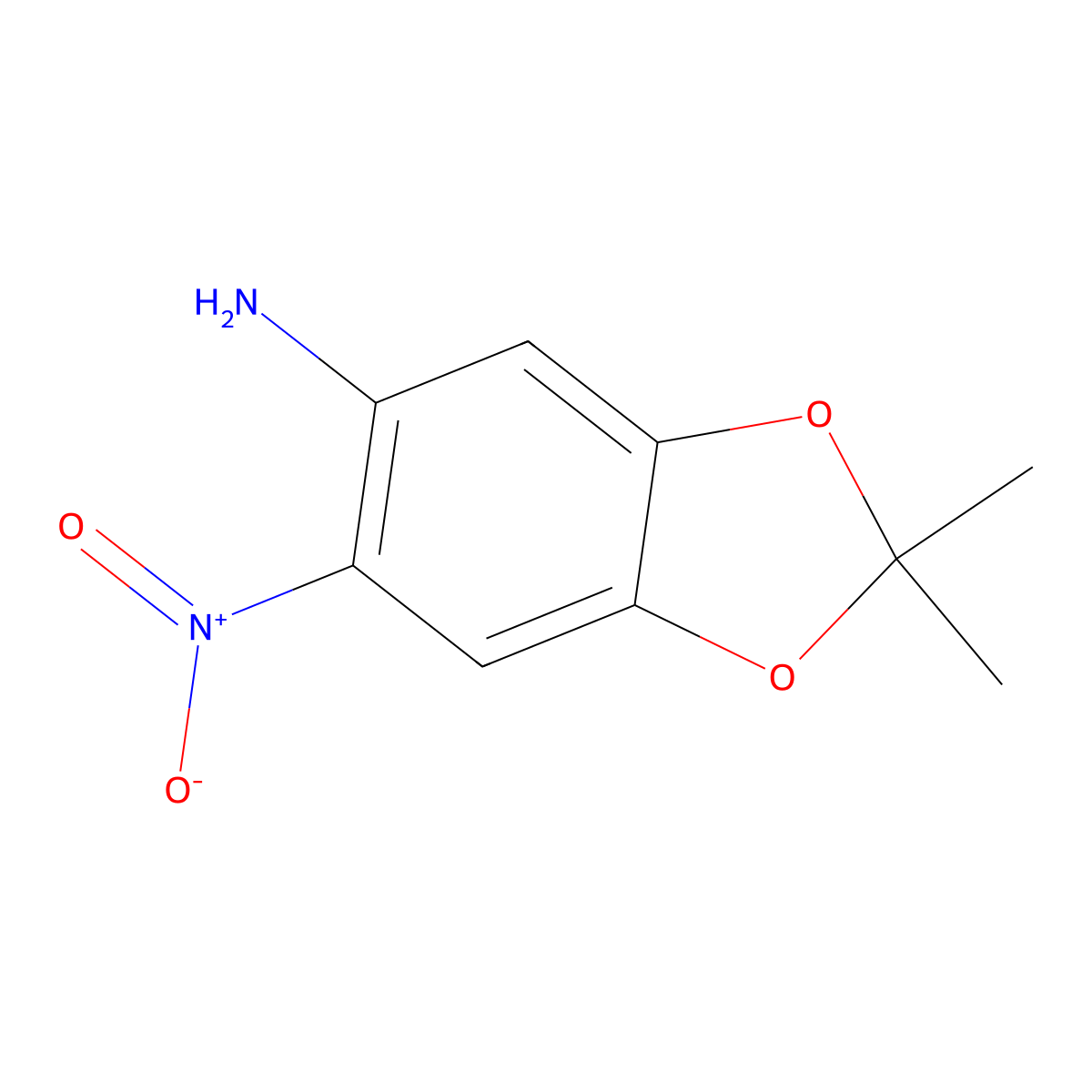 2,2-Dimethyl-6-nitro-1,3-benzodioxol-5-amine molecular structure, CAS 81864-31-5