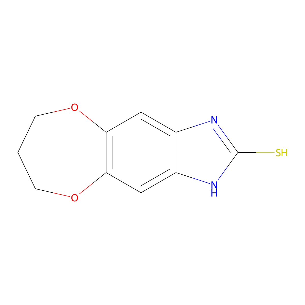 7,8-dihydro-1H,6H-[1,4]dioxepino[2,3-f]benzimidazole-2-thiol molecular structure, CAS 81864-58-6