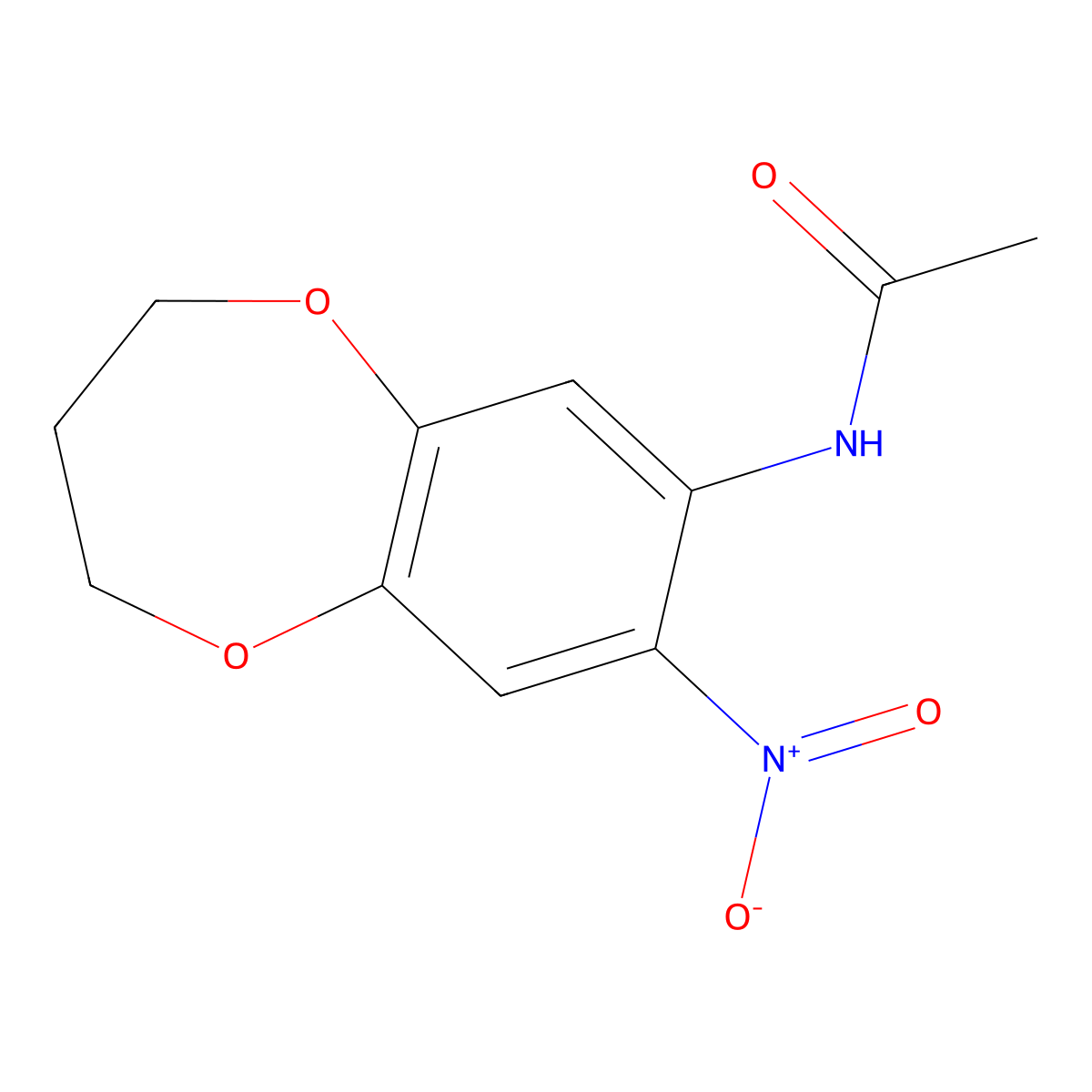 7-Acetamido-8-nitro-3,4-dihydro-2H-1,5-benzodioxepine molecular structure, CAS 81864-61-1