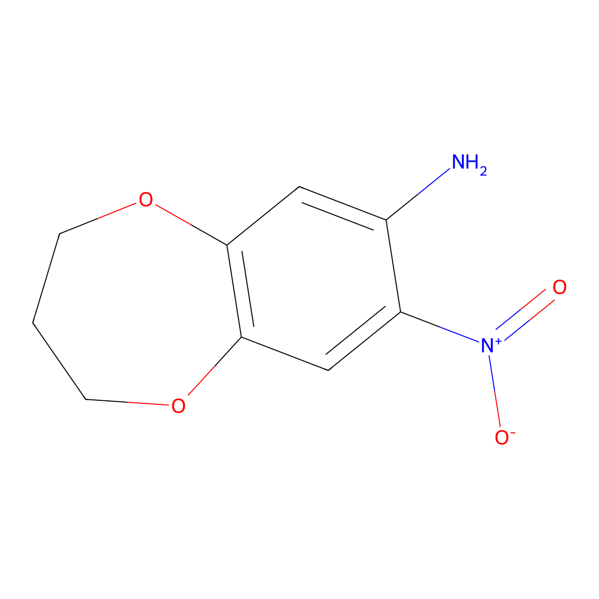 8-nitro-3,4-dihydro-2H-1,5-benzodioxepin-7-amine molecular structure, CAS 81864-62-2