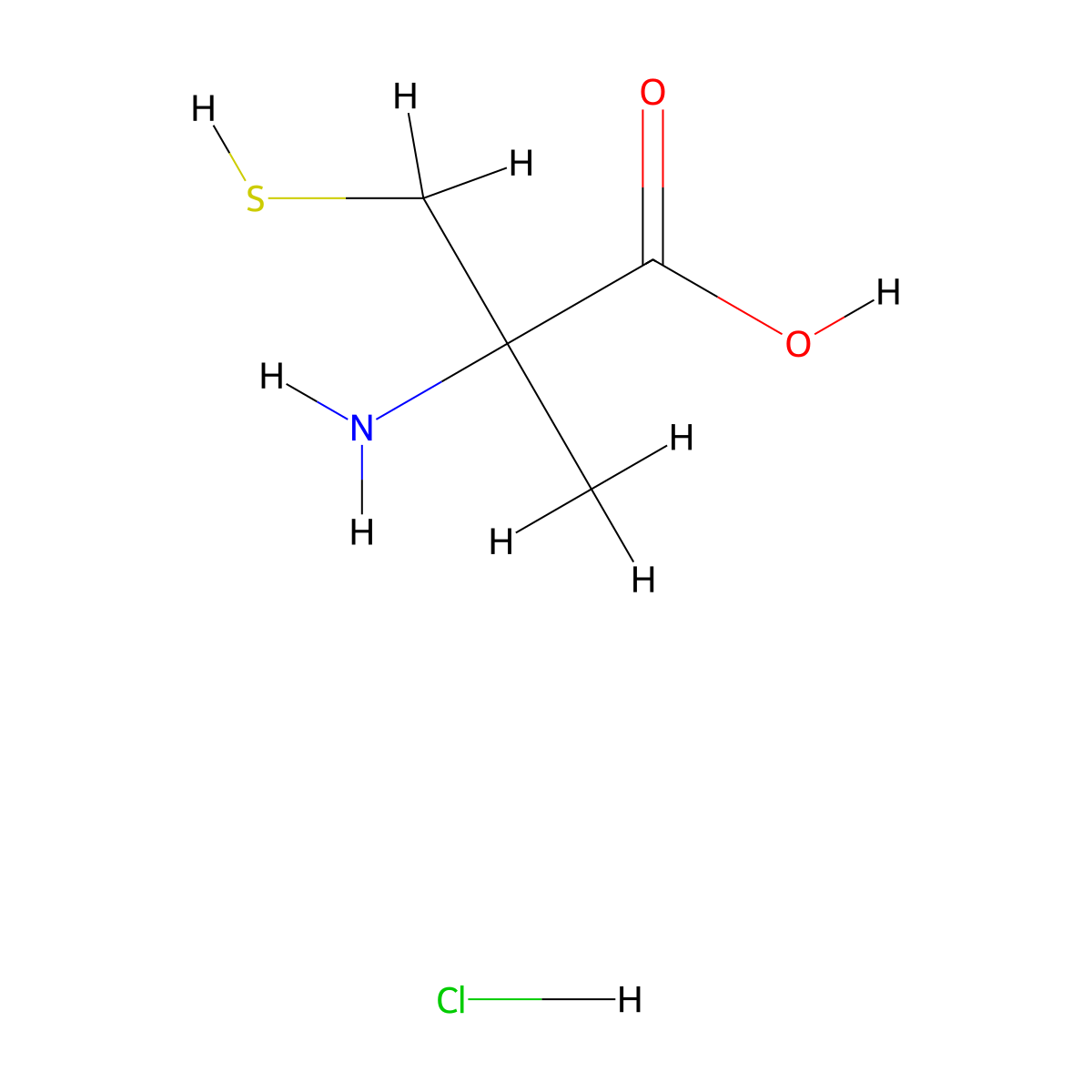 2-Amino-2-methyl-3-sulfanylpropanoic acid hydrochloride molecular structure, CAS 81873-36-1