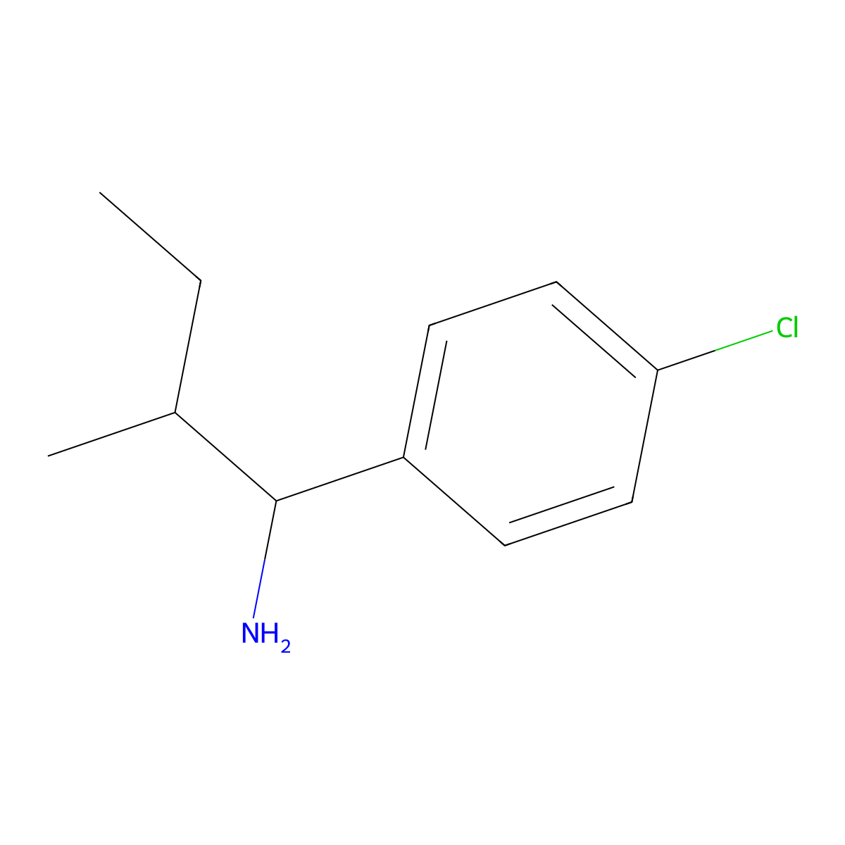 1-(4-Chlorophenyl)-2-methylbutan-1-amine molecular structure, CAS 81880-27-5