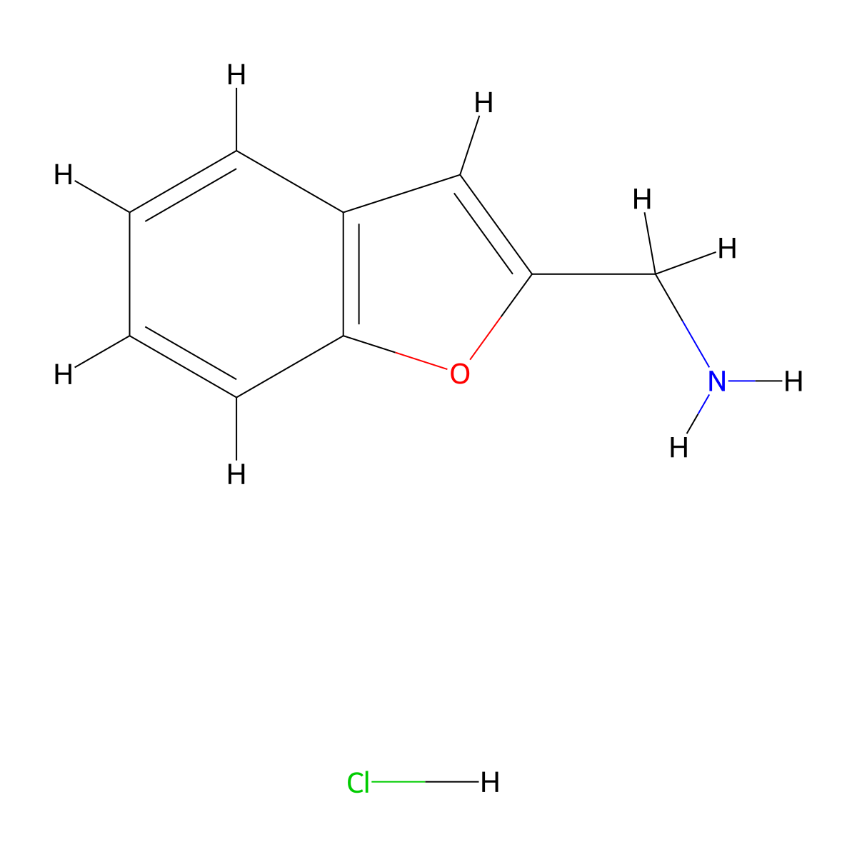1-Benzofuran-2-ylmethanamine hydrochloride molecular structure, CAS 81882-18-0