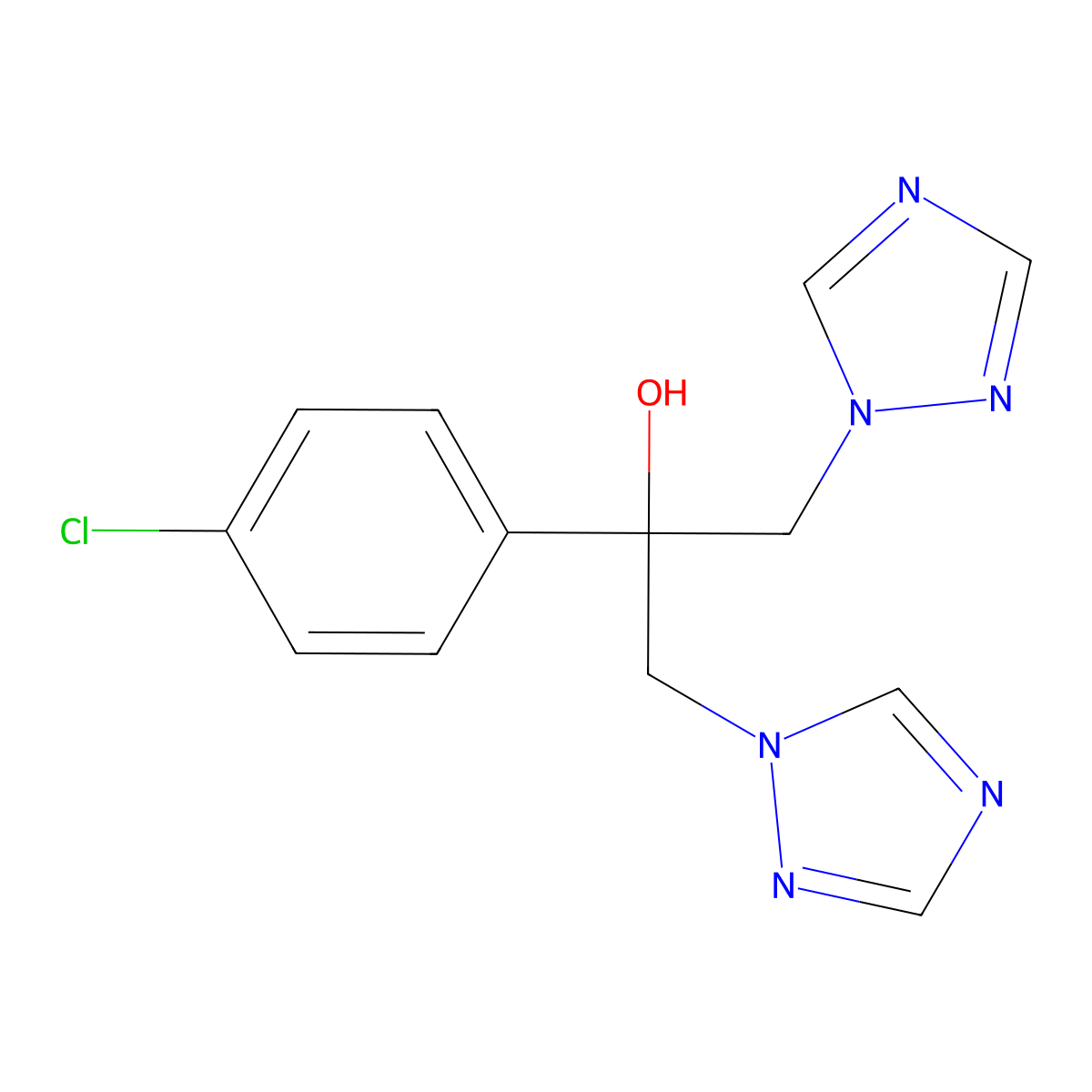 1H-1,2,4-Triazole-1-ethanol, alpha-(4-chlorophenyl)-alpha-(1H-1,2,4-triazol-1-ylmethyl)- molecular structure, CAS 81886-49-9