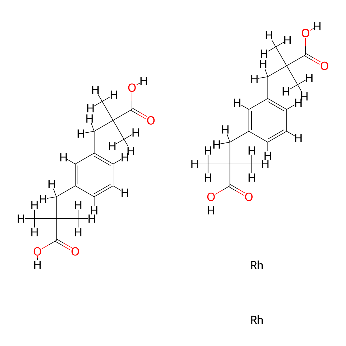 Bis[rhodium(A,A,A#,A#-tetramethyl-1,3-benzenedipropionic acid)] molecular structure, CAS 819050-89-0