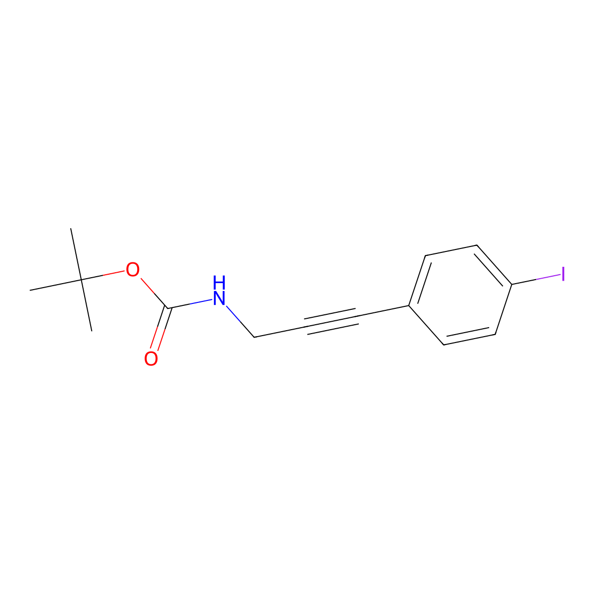 tert-Butyl [3-(4-iodophenyl)prop-2-yn-1-yl]carbamate molecular structure, CAS 819053-75-3