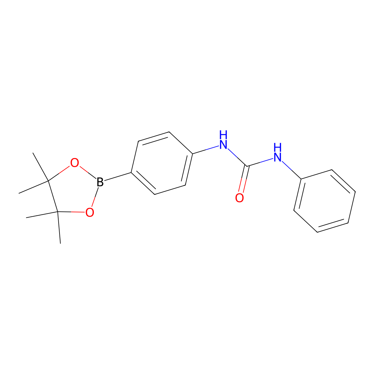 1-Phenyl-3-(4-(4,4,5,5-tetramethyl-1,3,2-dioxaborolan-2-yl)phenyl)urea molecular structure, CAS 819056-67-2