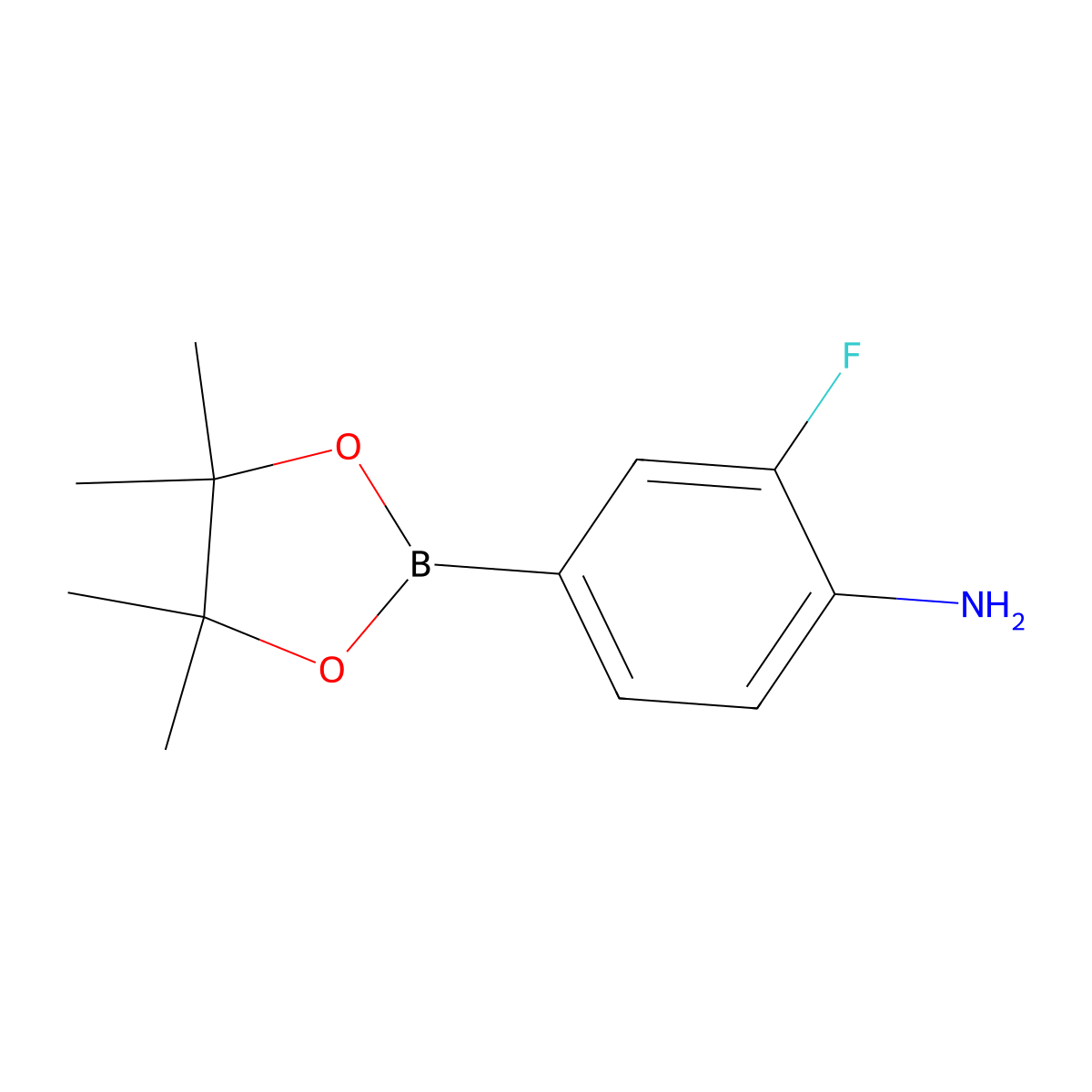 2-Fluoro-4-(tetramethyl-1,3,2-dioxaborolan-2-yl)aniline molecular structure, CAS 819058-34-9