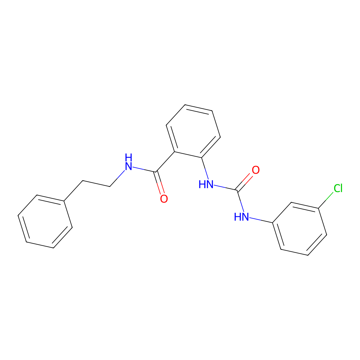 2-{[(3-chlorophenyl)carbamoyl]amino}-N-(2-phenylethyl)benzamide molecular structure, CAS 819064-65-8