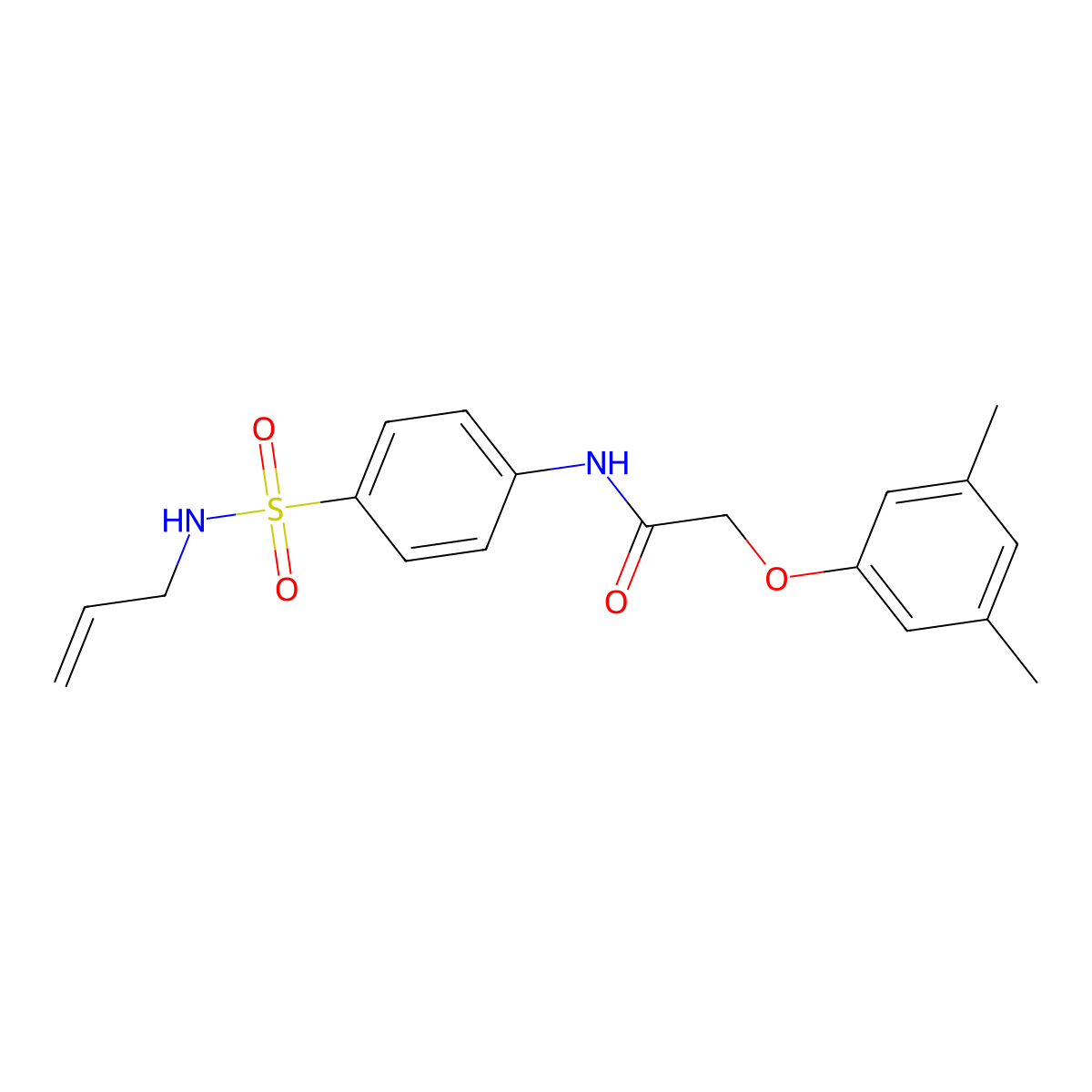 N-{4-[(allylamino)sulfonyl]phenyl}-2-(3,5-dimethylphenoxy)acetamide molecular structure, CAS 819064-75-0