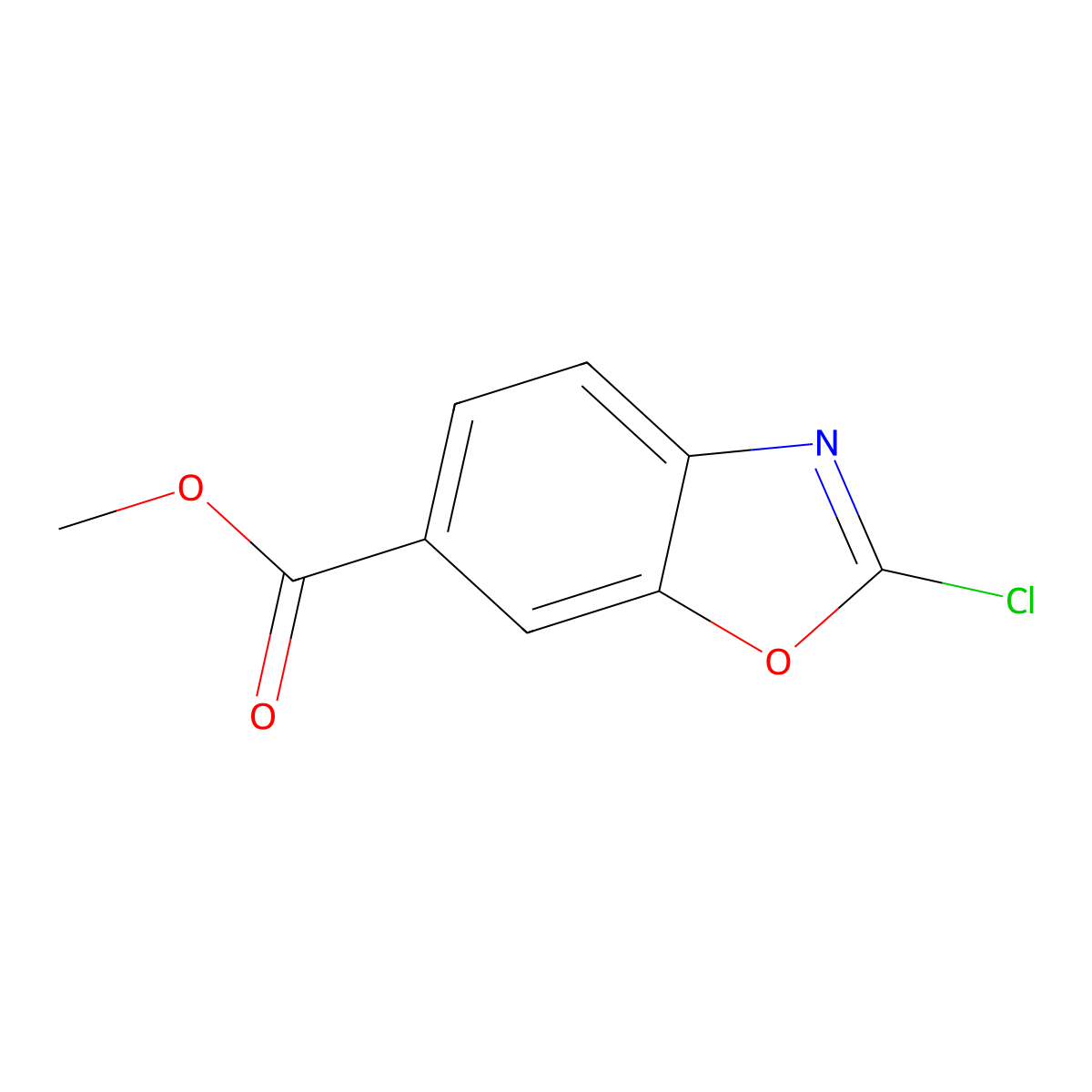 Methyl 2-chloro-1,3-benzoxazole-6-carboxylate molecular structure, CAS 819076-91-0