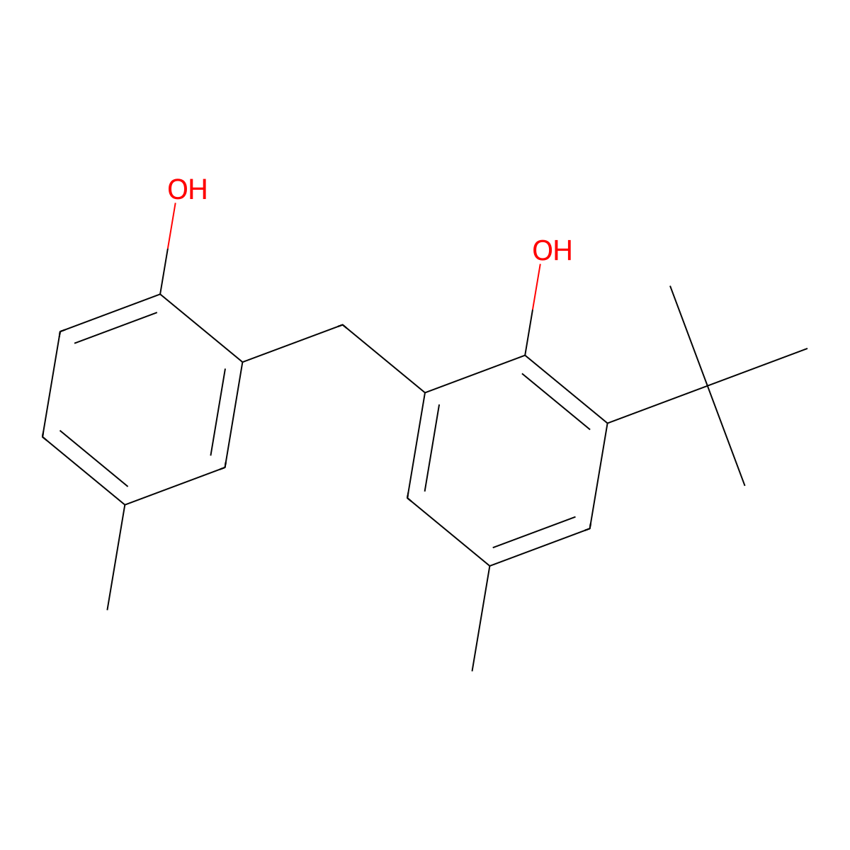 2-tert-Butyl-6-(2-hydroxy-5-methylbenzyl)-4-methylphenol molecular structure, CAS 81910-71-6
