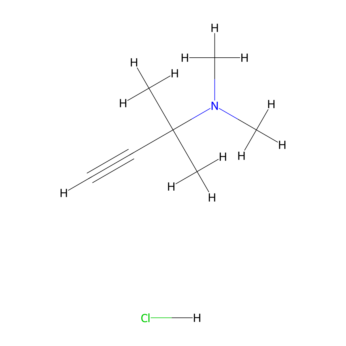 Dimethyl(2-methylbut-3-yn-2-yl)amine hydrochloride molecular structure, CAS 81918-97-0
